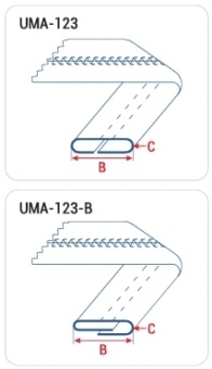 Приспособление UMA-123 для сложения ленты или бейки с подгибкой краев в стык, шлевка/лампас