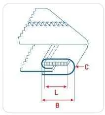 Приспособление UMA-71 32-12-10 мм для сложения втрое ленты с подачей резины во внутрь шва