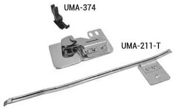 Приспособление UMA-211-T для правого подворота двух левых полотен с вложением бейки, шов кокетки 10 мм