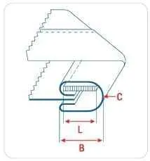 Приспособление UMA-72 45-13-11 мм для сложения вчетверо ленты с подачей резины во внутрь шва