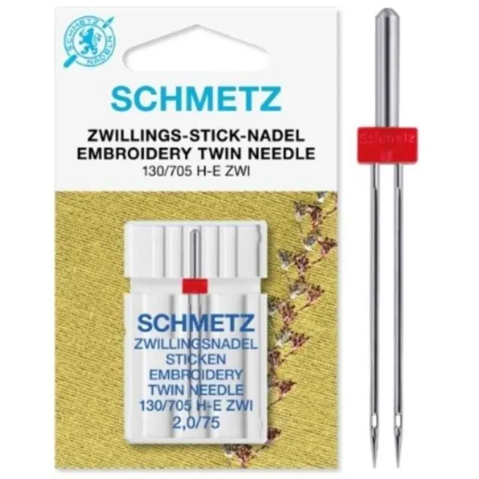 Двойная игла для вышивания SCHMETZ 130/705 H-E ZWI 2,0 №75