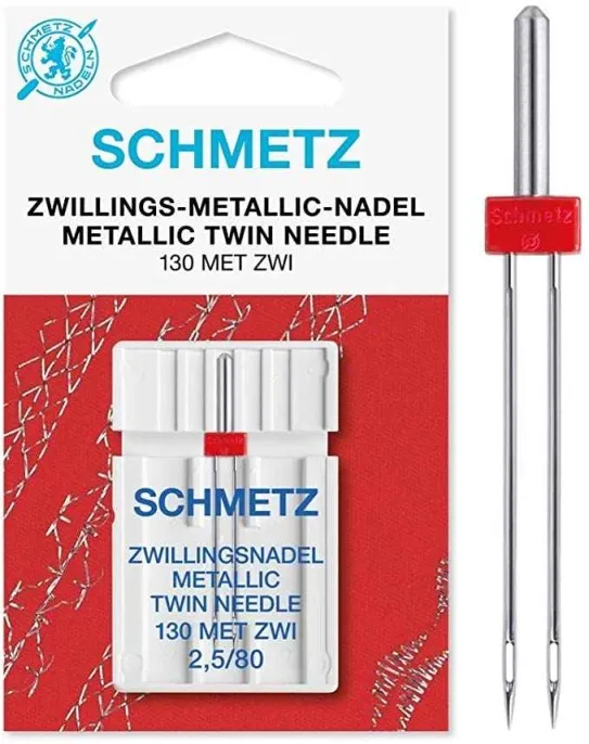 Двойная игла для декоративных работ SCHMETZ 130 MET ZWI 2,5 METALLIC №80